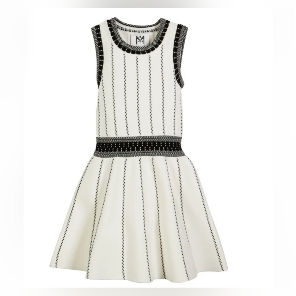 Milly Minis Girls Black & White Sleeveless Knit Skater Dress Sz 10